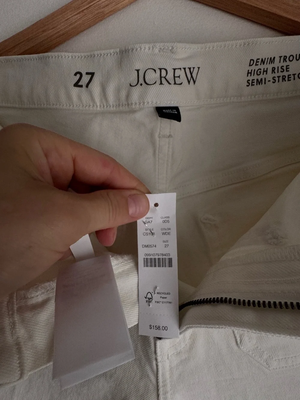 J.Crew Patch-pocket denim trouser ,size 27